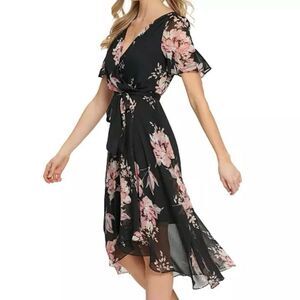 Dkny Black and Pink Midi Dress